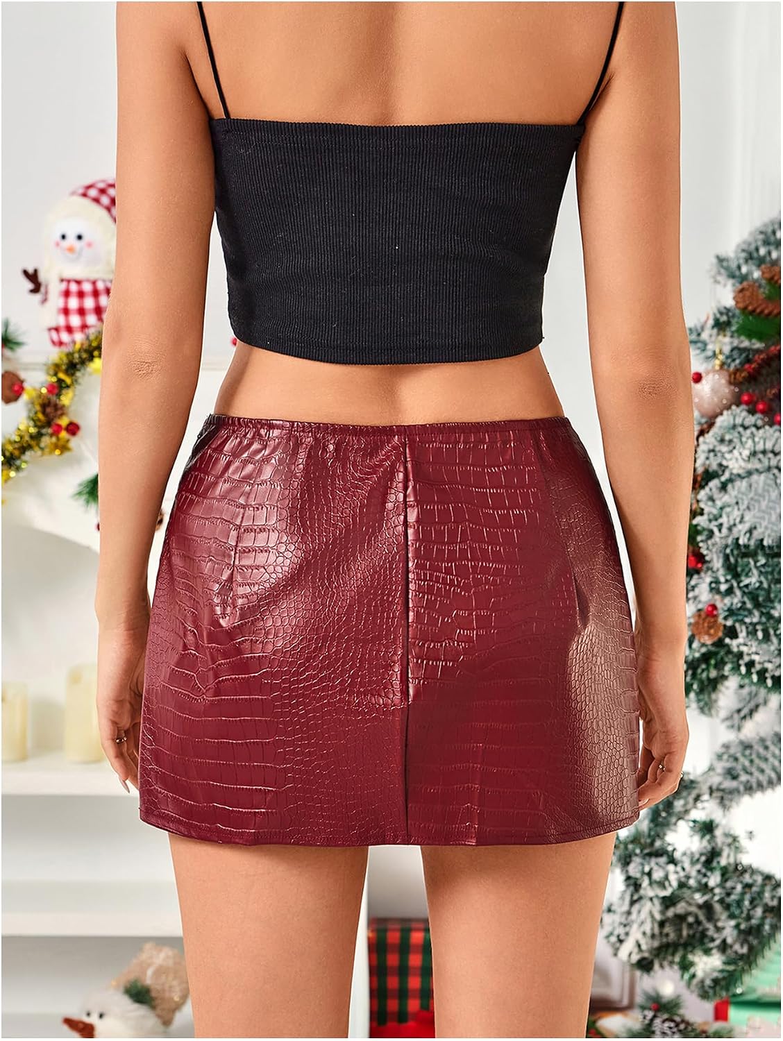 Women's Low Rise Faux Leather Mini Skirt Y2k Bodycon Skirts Streetwear